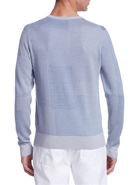 Saks Fifth Avenue Collection Patchwork Cashmere Sweater In Chambray