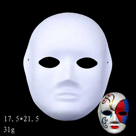 Full Face Masks Paper Blank White Halloween Cosplay Cat Paintable