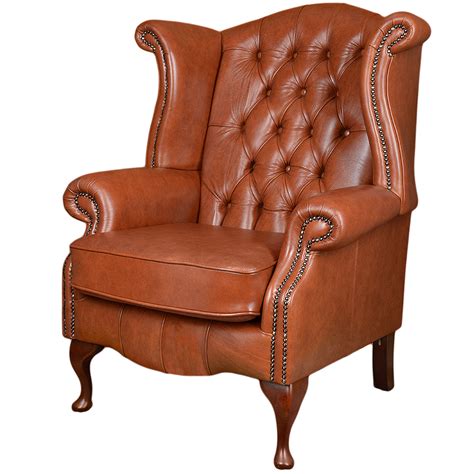 Antique wing chairs, victorian leather buttoned wing back armchair. Full Grain Leather Chesterfield Scroll Wing Chair Tan