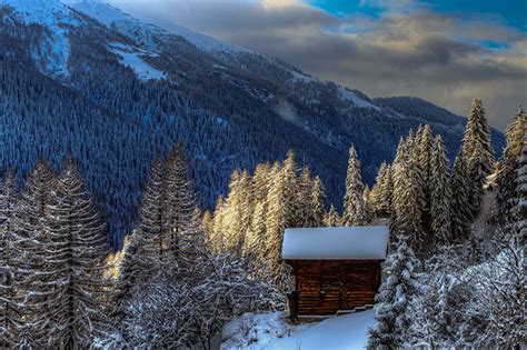 Fondos De Pantalla Suiza Montañas Bosques Invierno Casa Agina Goms