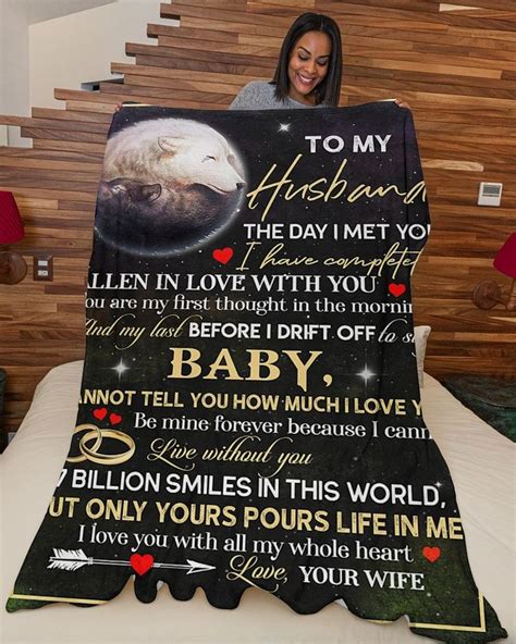 Personalized To My Husband Wolf Fleece Blanket From Wife Be Mine
