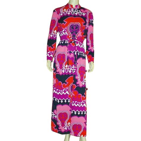 vintage 1970 s colorful polyester maxi dress vintage maxi dress mid century fashion maxi dress