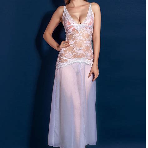 Buy Long Maxi Summer Sexy Sleepwear Women Lace Sheer V