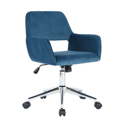 Furniturer Velvet Task Chair Height Adjustable Swival Mid Back With