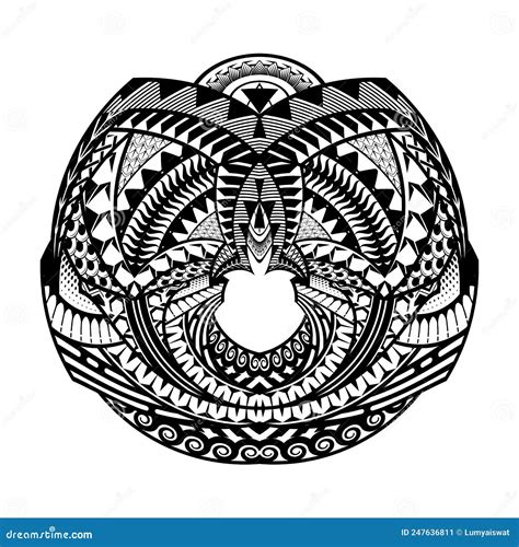 Polynesian Maori Ethnic Circle Tattoo Stock Vector Illustration Of