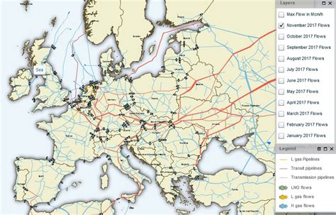 Europe Gas Hub Map