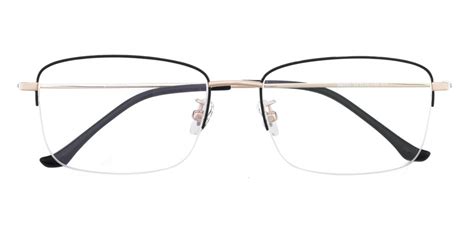 men s rectangle eyeglasses half frame titanium black golden st0219