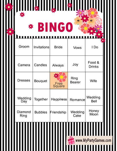 Free Bridal Shower Bingo Printables