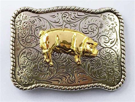 Please do not measure the length from end to end. Pig Belt Buckle l High Springs Leather