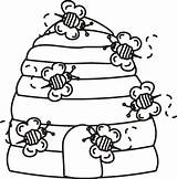 Coloring Bee Beehive Bees Hives Preschool sketch template