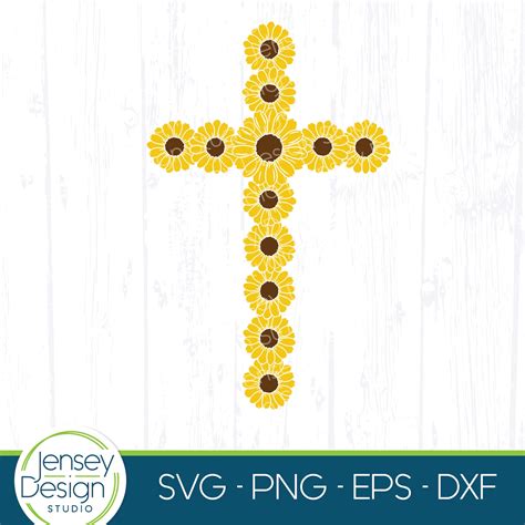 Sunflower Cross Svg Easter Flower Png Design Christian Etsy