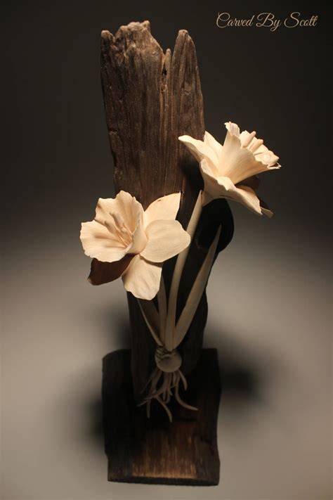 Custom Carved Flowers Wood Daffodils Daffodil Sculpture Etsy