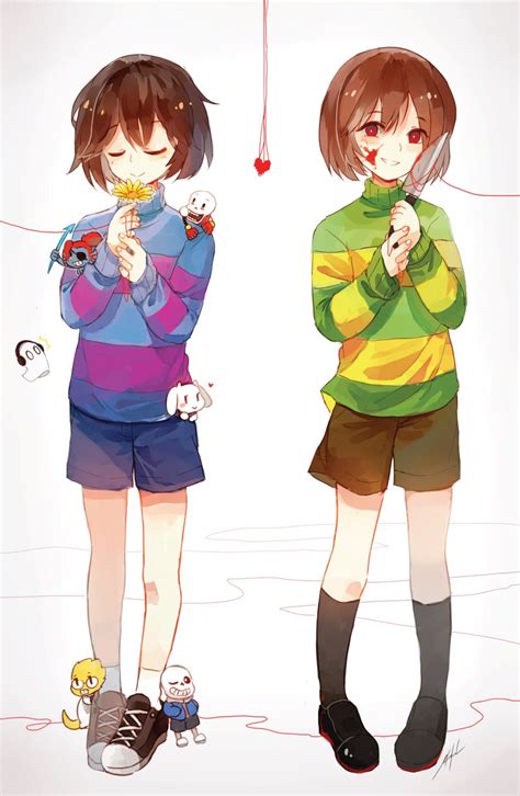 Undertale Frisk And Chara Frisk Kris And Chara By Pinqchains On