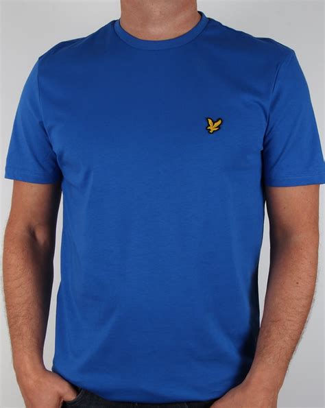 Slightly longer vented back, embroidered logo, royal blue, slim fit. Lyle And Scott T-shirt Royal, Lake, Crew, tee