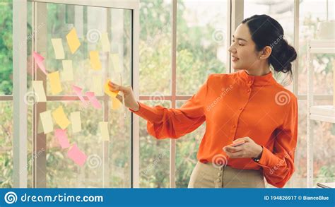 Business People Work On Project Planning Board Stock Image Image Of