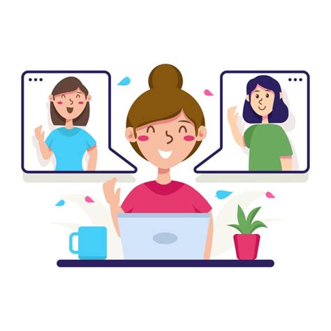 Person Talking Online With Friends Illustrated Free Vector