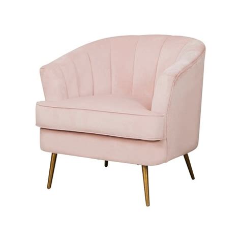 Down below, four tapered, metal legs are awash in a golden hue. Sanibel Blush Channel Tufted Velvet Accent Chair Pink ...