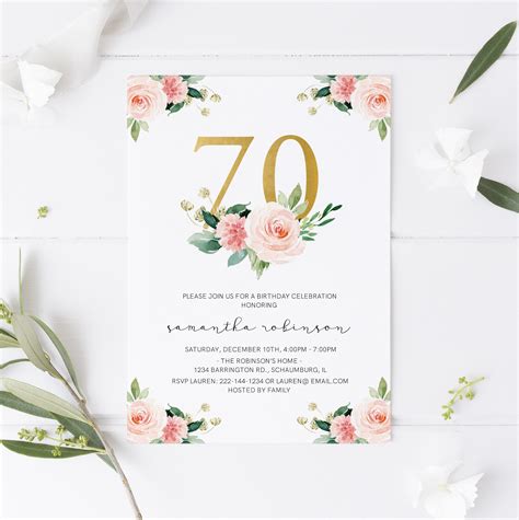 70th Birthday Invitation Instant Download Seventy Birthday Etsy Australia