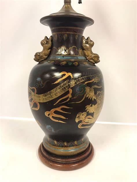Sold and shipped by lamps plus. Chinese Black Porcelain Dragon Lamp with Foo Dog Handles ...