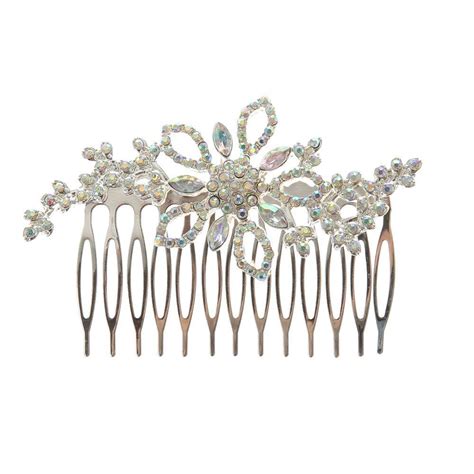 Claires Accessories Iridescent Crystal Flower And Vine Hair Comb