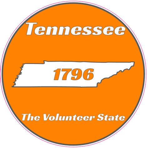 Tennessee The Volunteer State Orange Circle Decal Us Custom Stickers