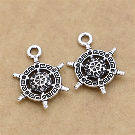 Jakongo Antique Silver Plated Rudder Charms Pendants Jewelry Findings