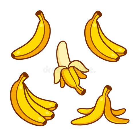Cartoon Bananas Illustration Set Stock Vector Illustration Of Element
