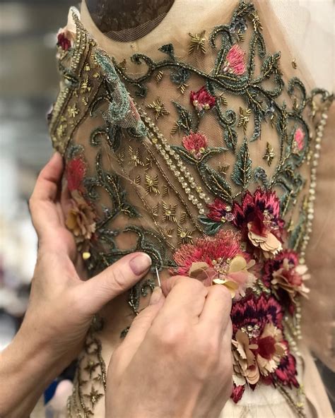 Hand Embroidered Details From The Marchesa Fallwinter 2018 Collection