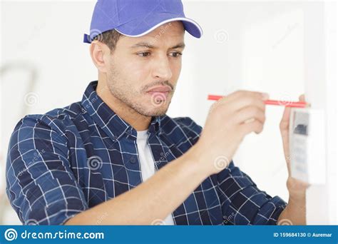 Installing Programmable Room Thermostat Stock Photo Image Of