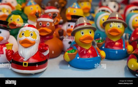 Decorated Rubber Ducks In Fancy Dress Christmas Market In Aachen