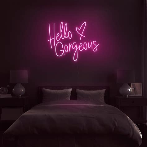 Hello Gorgeous V3 Neon Sign Neon Signs Pink Neon Sign Neon Sign Bedroom