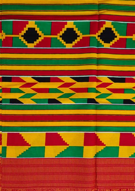 Red Yellow Green African Kente Print Fabric By The Yard For African
