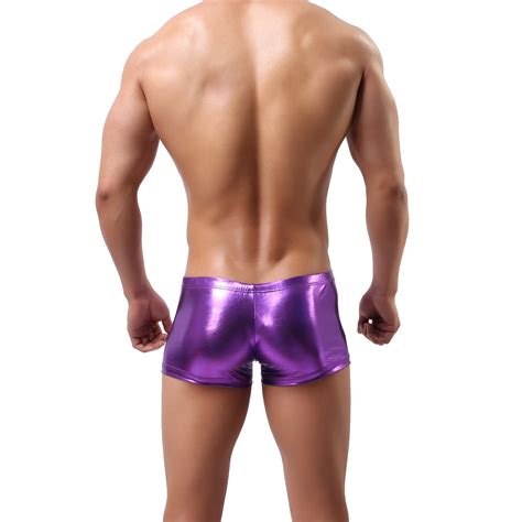 Sexy Men Underwear Shiny Tops T Shirt Singlet Jumpsuit Boxer Briefs