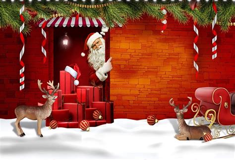 Photography Background Vinyl 10x8ft Christmas Theme Snow Scene Santa