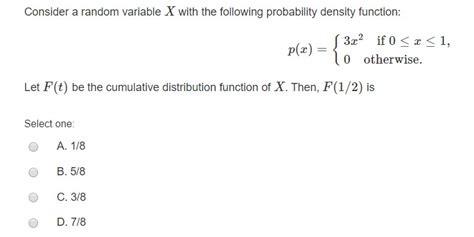 Solved Consider A Random Variable X With The Following Chegg