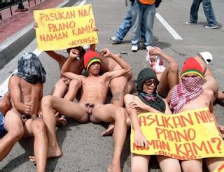 Cavorting Protesters Strip Off To Make A Point