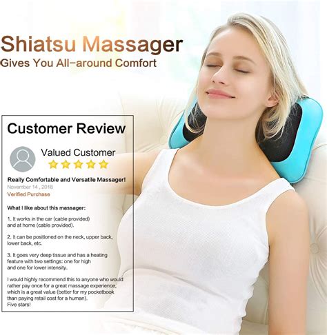 Shiatsu Neck Back Massager Pillow With Heat Deep Tissue Kneading Massage For Back Neck
