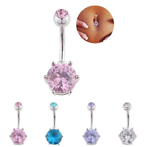 Bright Color Ball Crystal Body Piercing Navel Belly Button Bar Ring Barbell 32510navel Belly