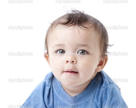 Mixed Baby Boy With Green Eyes Сloseup Of A Baby Boy With Big Green