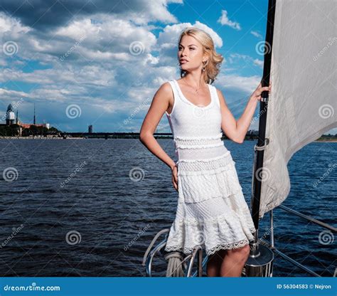 Stylish Woman On A Yacht Stock Image Image Of Lady Private 56304583