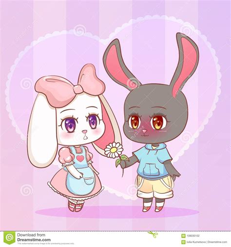Sweet Little Cute Kawaii Anime Cartoon Puppy Bunny Rabbit