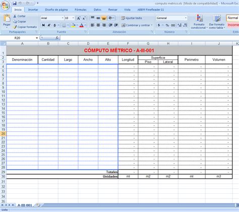 CÓmputo Y Presupuesto Planillas Excel ChandÍas Arq Recursos