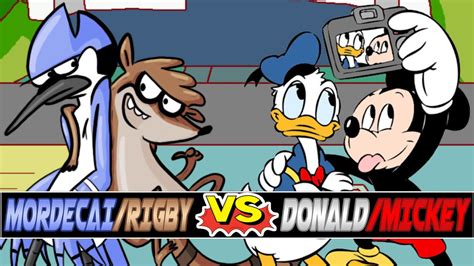M U G E N Battles Mordecai Rigby Vs Mickey Mouse Donald Duck