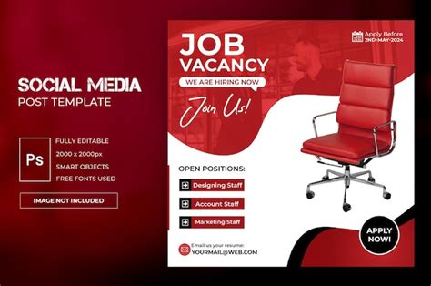 Premium Psd We Are Hiring Job Vacancy Social Media Post Template Or Square Web Banner
