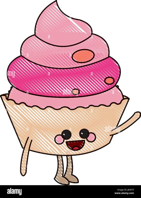 Kawaii Cupcake Party Celebration Happy Icon Stock Vector Image And Art