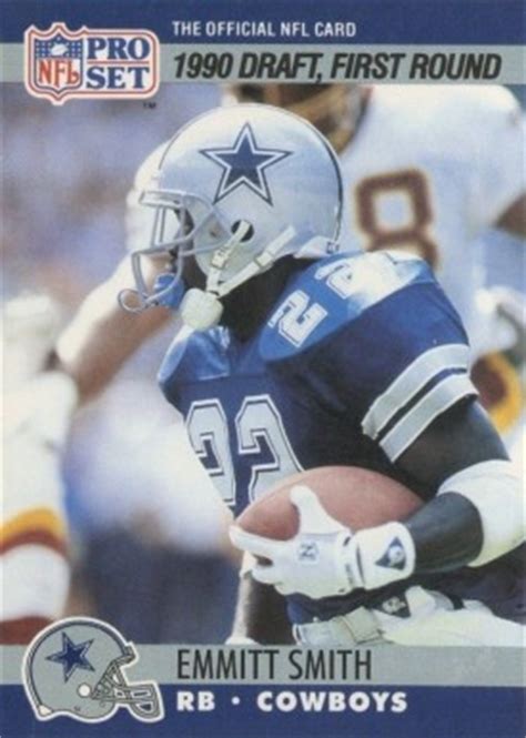 Find the value of your sports trading cards, autographs and memorabilia in three easy steps. 1990 Pro Set Emmitt Smith #685 Football Card Value Price Guide