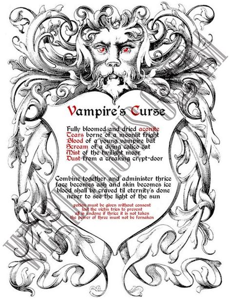 Vampire Curse Spell Book Page Etsy Wiccan Spell Book Spell Book