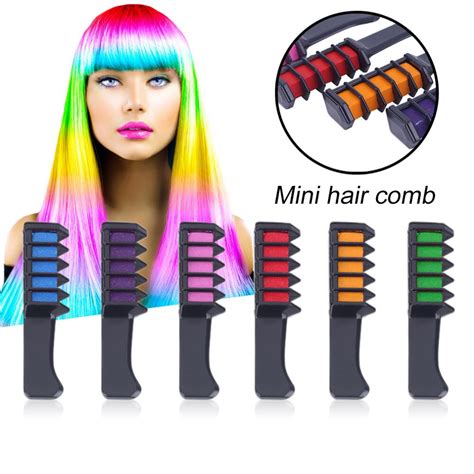 6pcsset Mini Temporary Hair Dye Comb Permanent Multicolor Chalk Powder