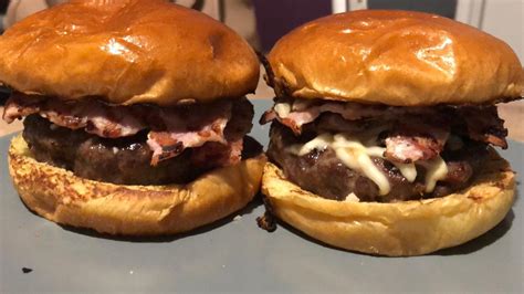 bacon cheese and steak burger in a brioche bun [oc] r foodporn