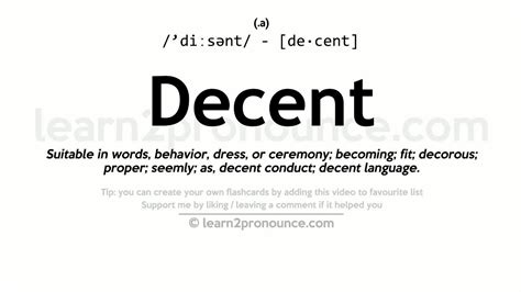 Pronunciation Of Decent Definition Of Decent Youtube
